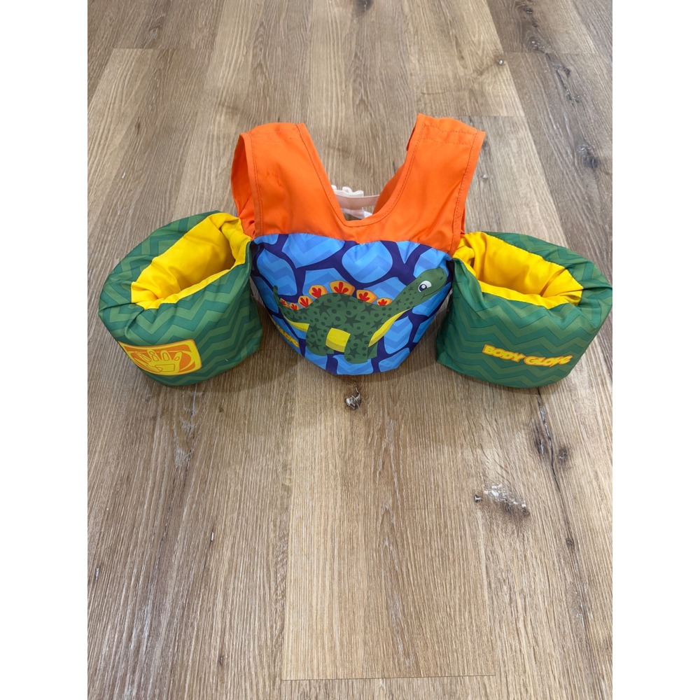 Body Glove Kids Swim Vest with Orange, Green, Yellow and Blue Dino Design